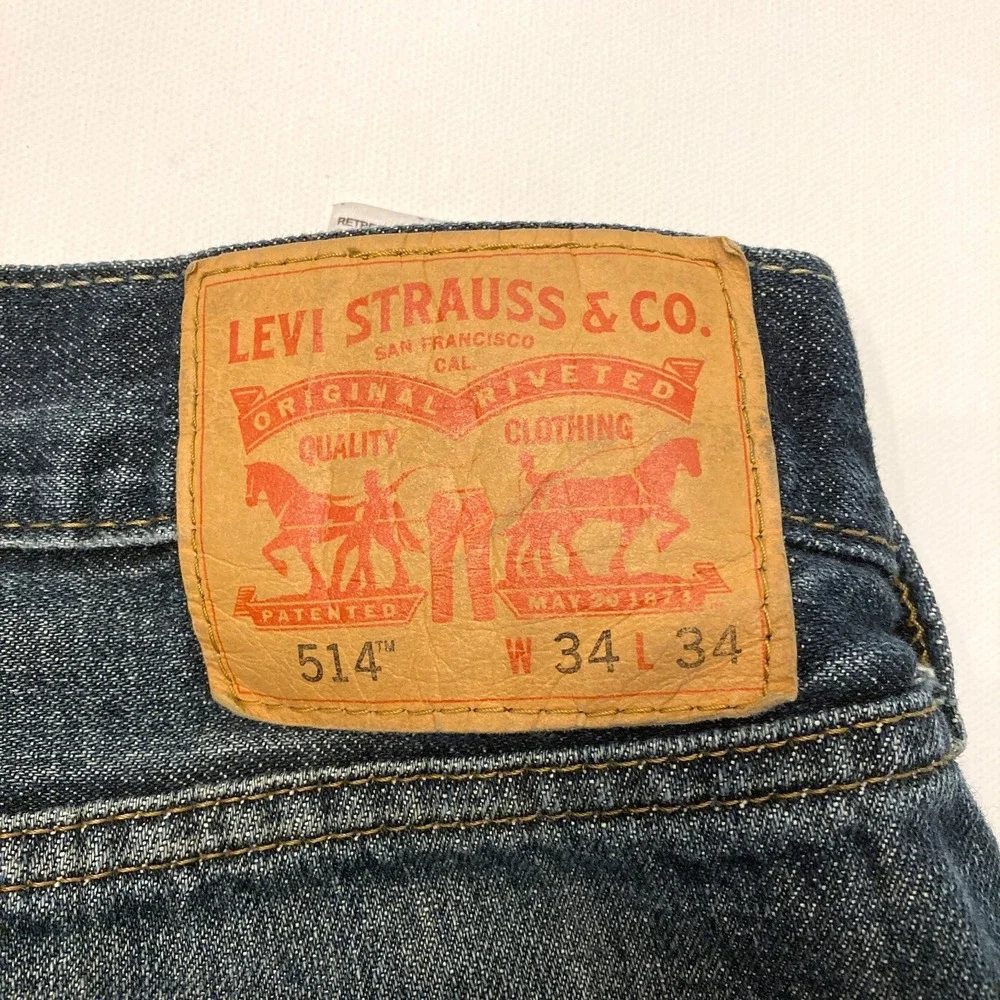Levi's 514 Jeans Mens 34x34 Straight Leg Blue Worn In 100% Cotton